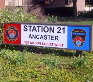 Hamilton Fire Department Station 21 Ancaster Sign