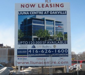Liuna Centre Oakville Construction Site Signage