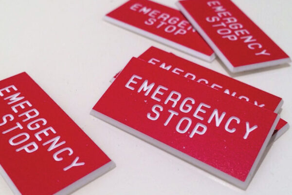 Engraved Acrylic Emergency Stop Labels